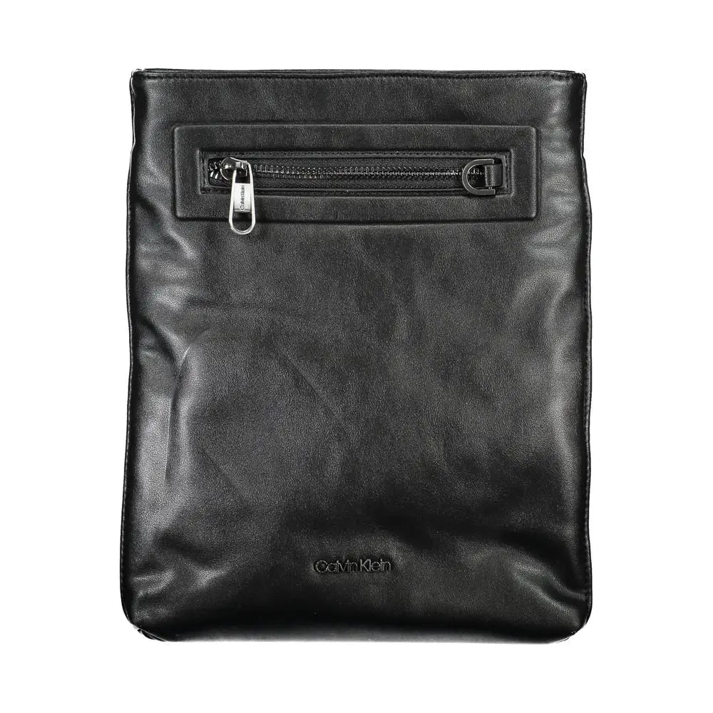 Sac bandoulière calvin klein nero en polyester noir avec poche avant zippée et fermeture éclair argentée