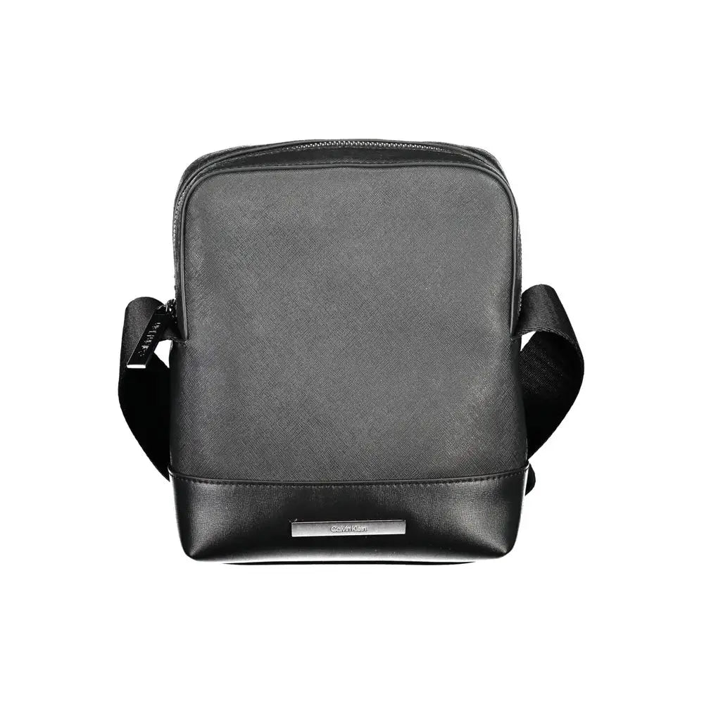 Sac bandoulière calvin klein nero noir en cuir texturé polyester pour homme design minimaliste élégant
