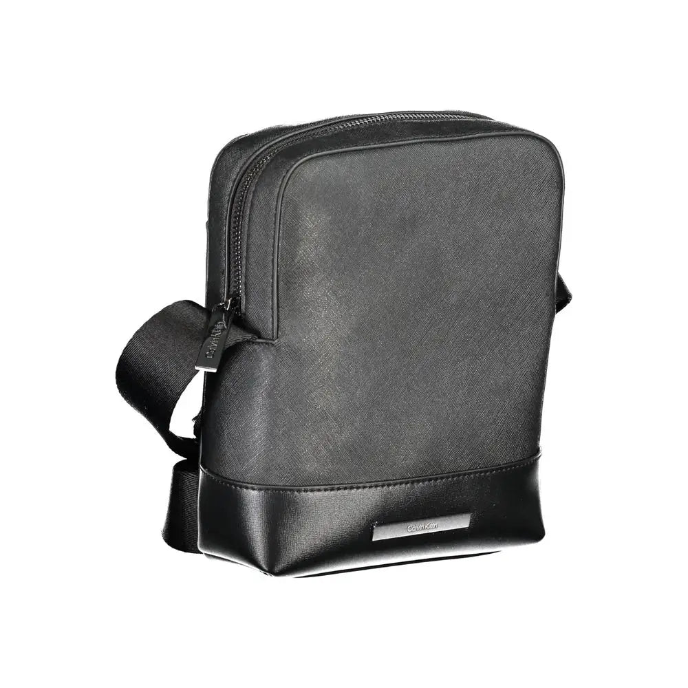 Sac bandoulière calvin klein nero en polyester noir avec cuir texturé et design minimaliste pour homme