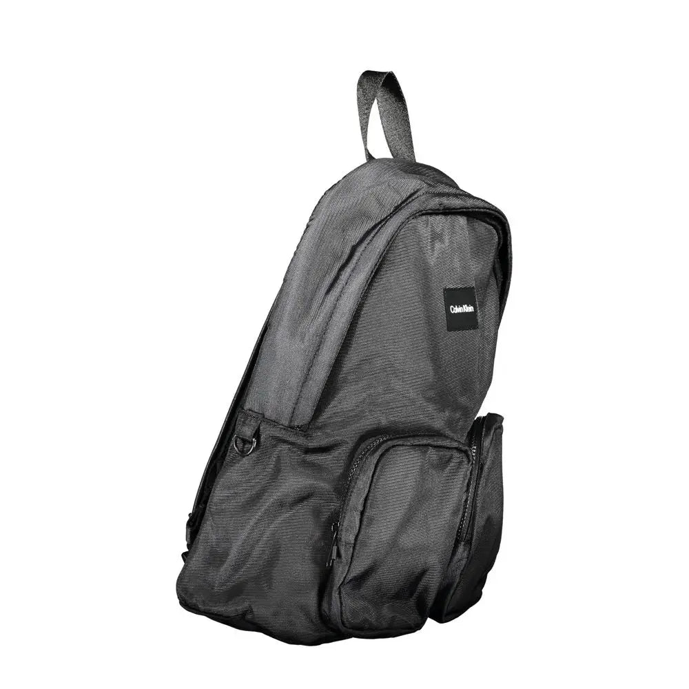 Sac à dos calvin klein nero polyester homme noir avec tissu texturé et multiples compartiments zippés