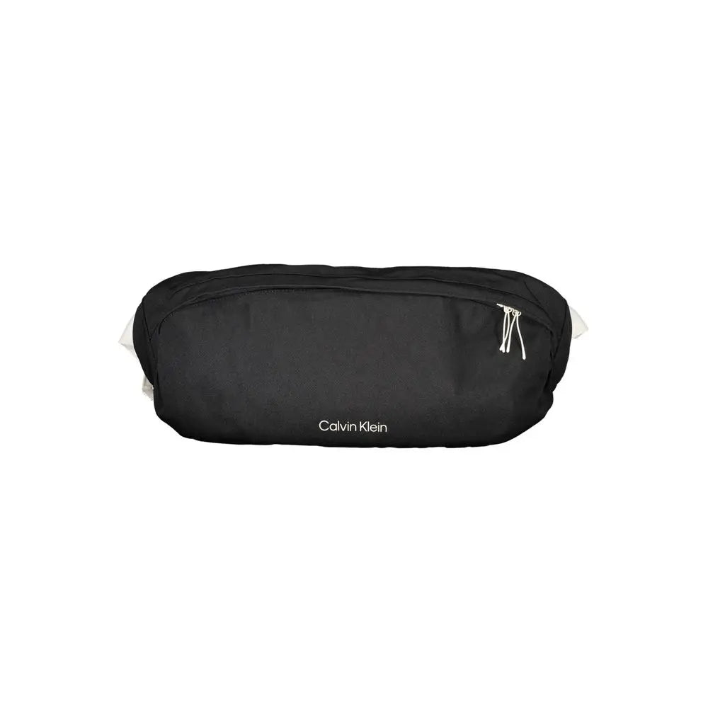 Sac ceinture calvin klein nero en polyester noir avec fermetures éclairs blanches et logo discret homme