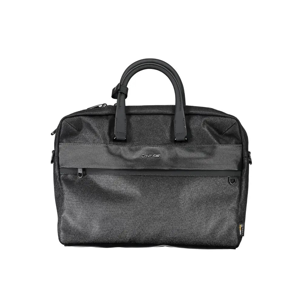 Briefcase calvin klein nero noir en polyester avec tissu texturé et poignées en cuir pour homme