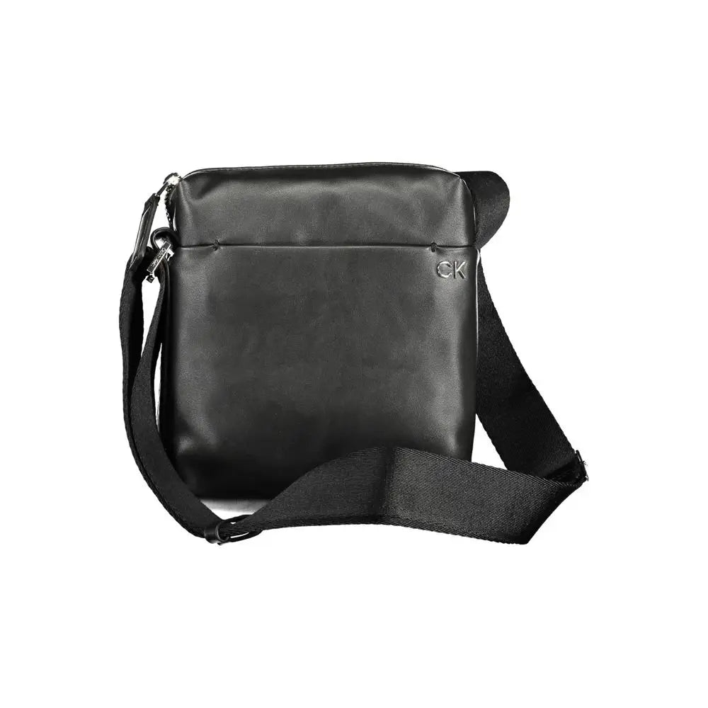 Calvin klein nero sac bandoulière homme en polyester noir avec logo ck discret sur le devant en cuir