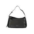 Sac à épaule noir calvin klein en polyester avec finition brillante et bandoulière argentée contrastante femme