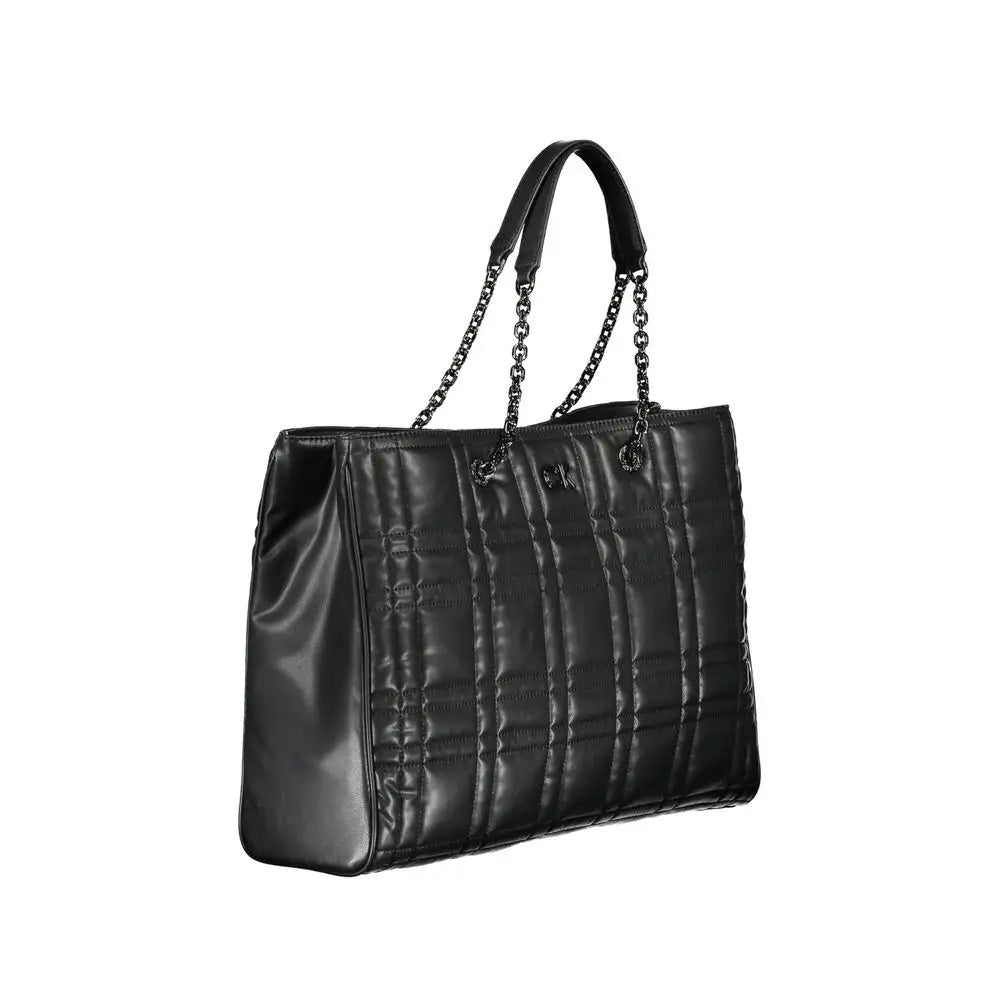 Sac cabas en cuir noir matelassé avec anses chaîne calvin klein nero polyester femme