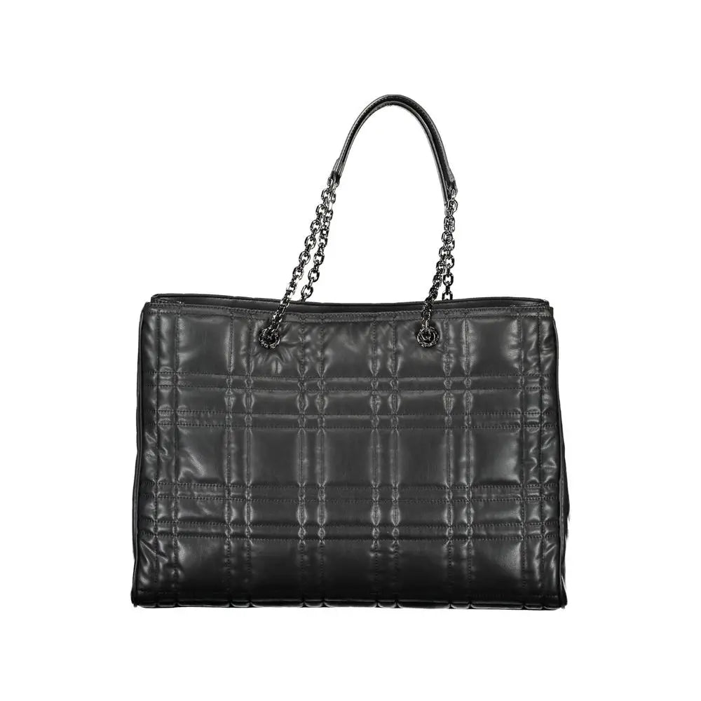 Calvin Klein nero sac à main femme en polyester avec sac cabas noir matelassé en cuir et détail chaîne et poignée