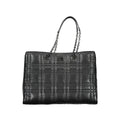 Sac cabas noir en cuir matelassé calvin klein avec bandoulières chaîne et plaque logo métallique