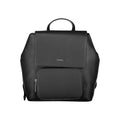 Sac à dos femme calvin klein nero en polyester noir avec poche avant zippée et poignée supérieure en cuir noir