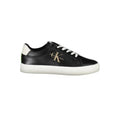 Calvin klein nero polyester femme sneaker noire en jean avec lacets blancs et semelle crème logo or