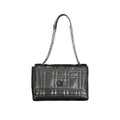 Sac à main noir matelassé calvin klein en polyester pour femme avec chaîne argentée et logo ck prominent
