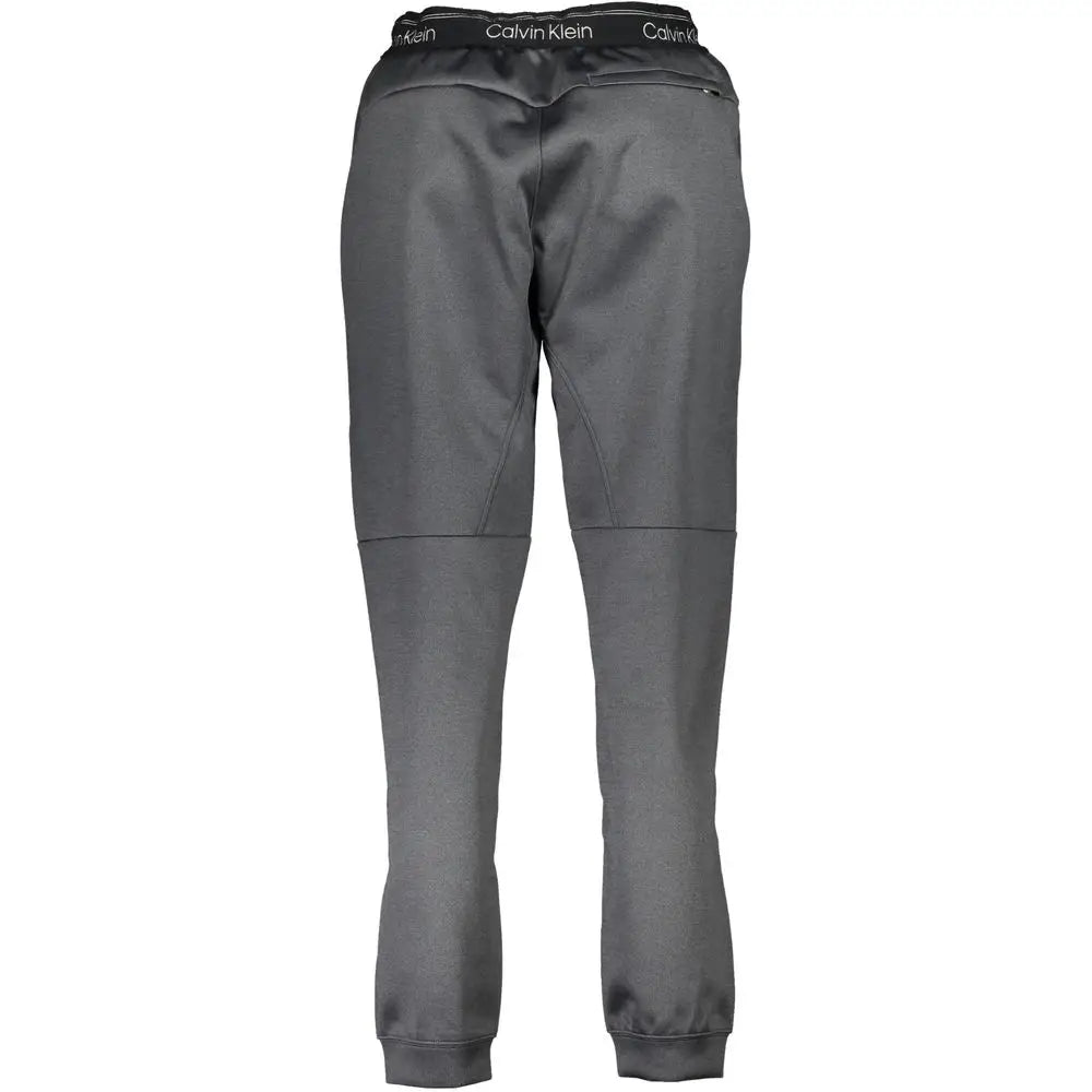 Pantalon de jogging calvin klein nero en polyester gris foncé avec taille élastique noire logo blanc femme