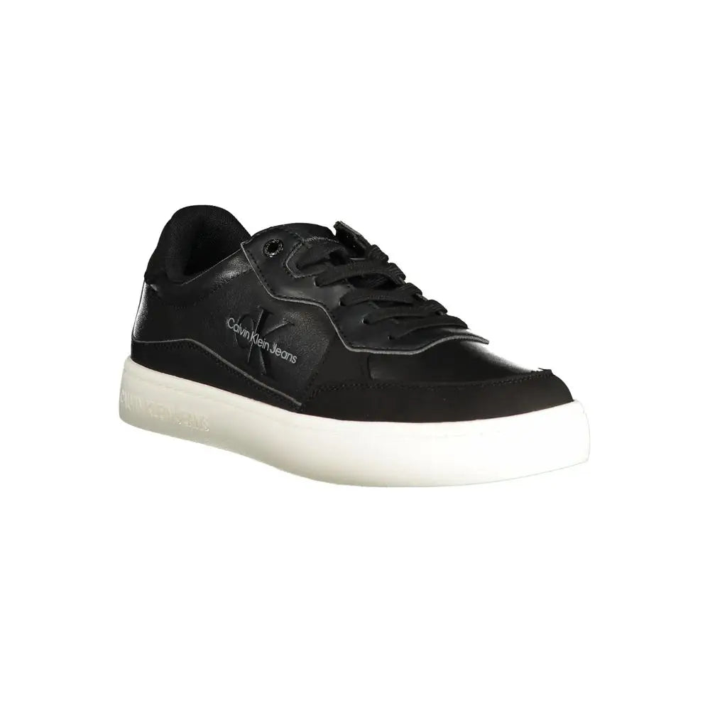 Calvin klein nero polyurethane homme sneaker noir avec finition mate et semelle en caoutchouc blanche contrastante