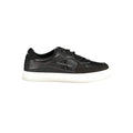 Baskets hommes calvin klein nero en polyurethane noir avec semelle blanche en caoutchouc et détails en cuir cousu