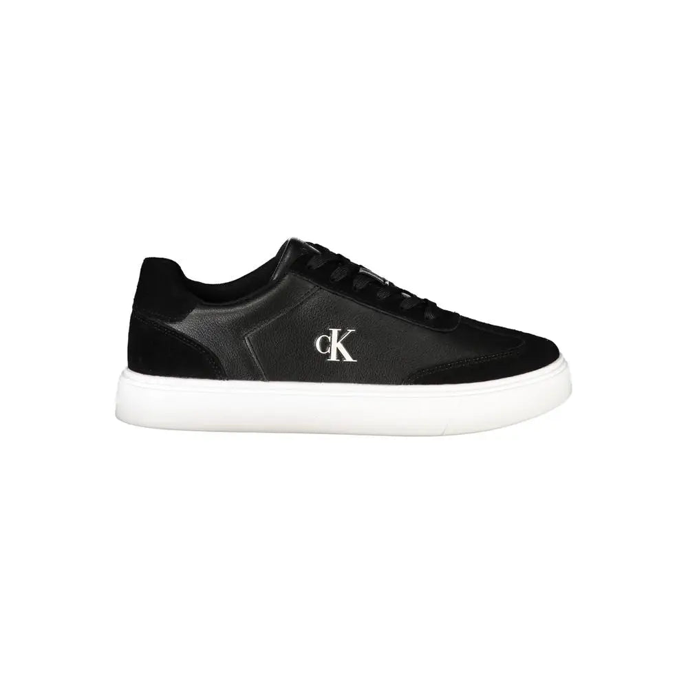 Sneaker calvin klein nero noir en polyuréthane pour homme avec semelle en caoutchouc blanche et accents en daim contrastants