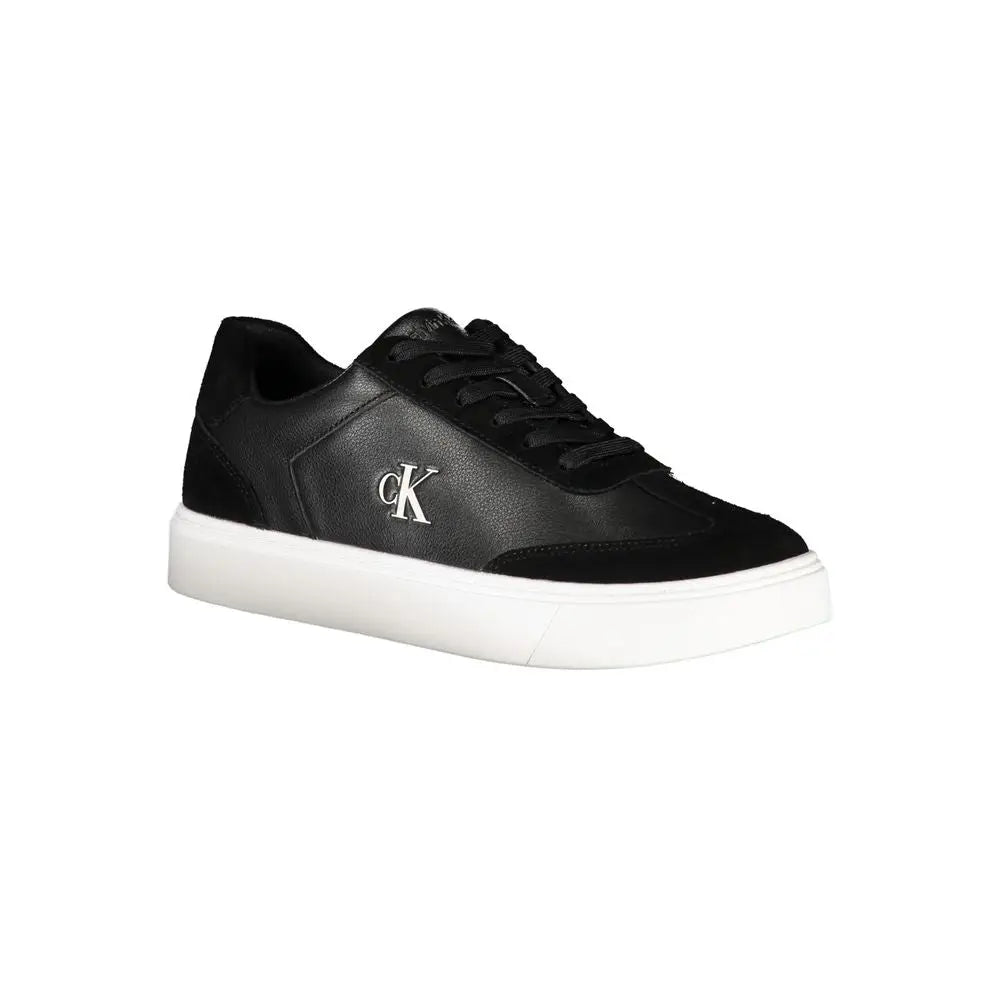 Baskets calvin klein nero en polyuréthane noir avec semelle en caoutchouc blanche et accents en daim contrastants