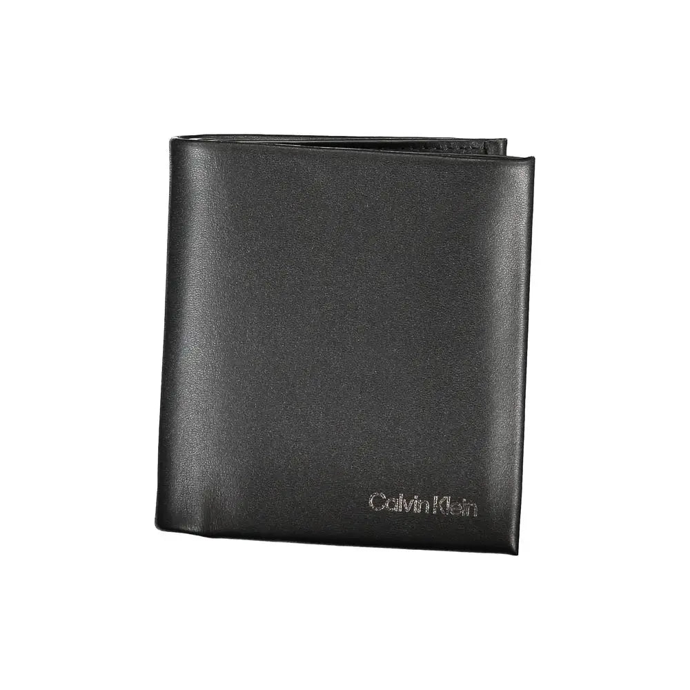 Portefeuille calvin klein nero en cuir synthétique noir avec logo embossé subtil en cuir lisse