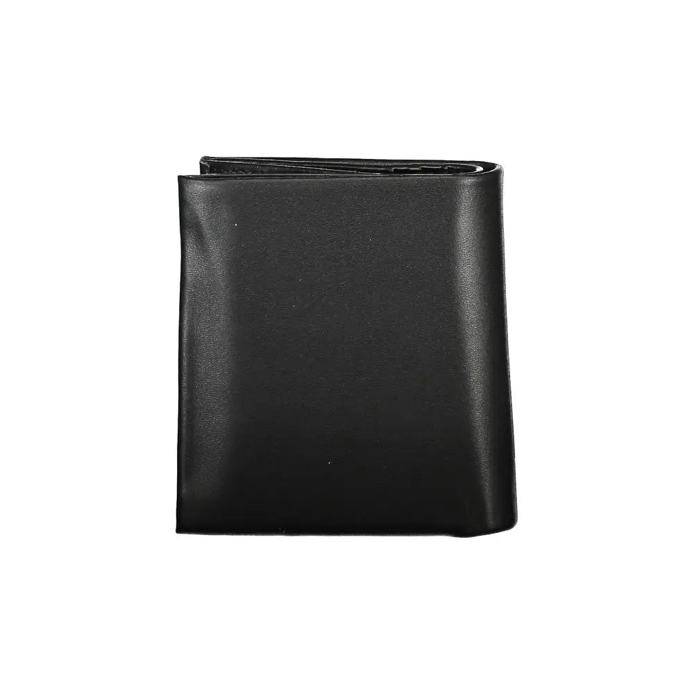Portefeuille homme calvin klein nero en polyuréthane noir avec finition mate lisse et design minimaliste tri-pliant