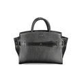 Sac à main calvin klein noir en cuir texturé avec poignées supérieures et détail central ceinturé en polyuréthane