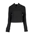 Sweatshirt calvin klein nero viscosa femme noir à capuche courte manches longues col cheminée avec petit logo blanc
