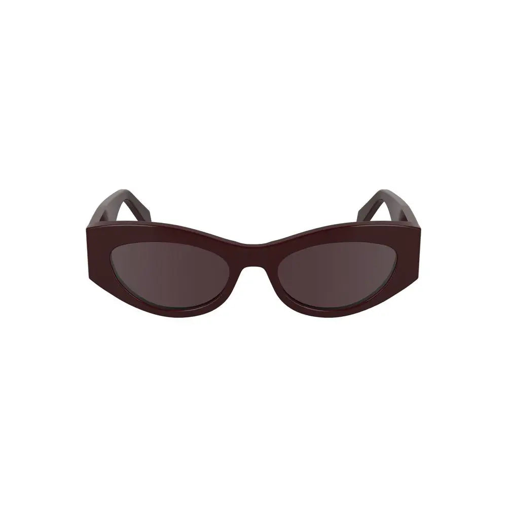 Calvin Klein Rosso acetate lunettes de soleil femme cat-eye brun foncé à monture brillante et verres gris foncé