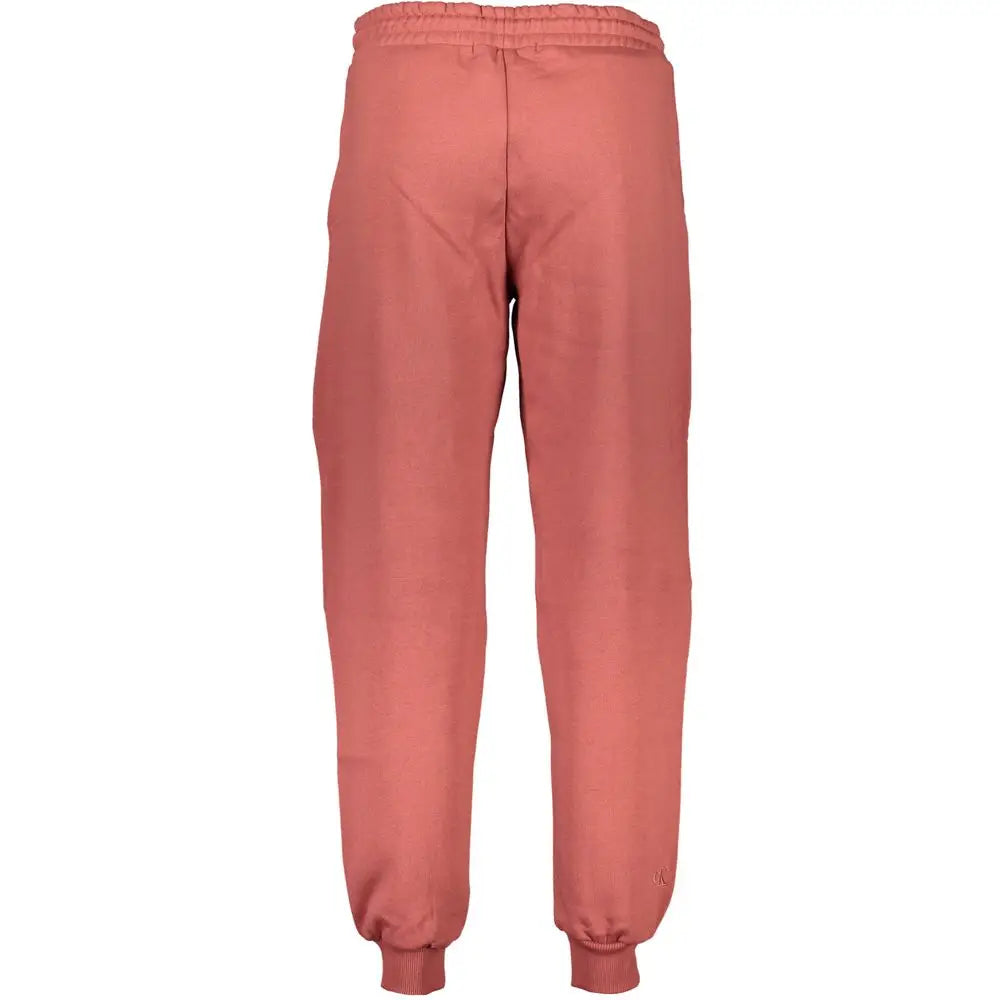 Pantalon de jogging calvin klein rosso en coton corail avec taille élastique et poignets côtelés