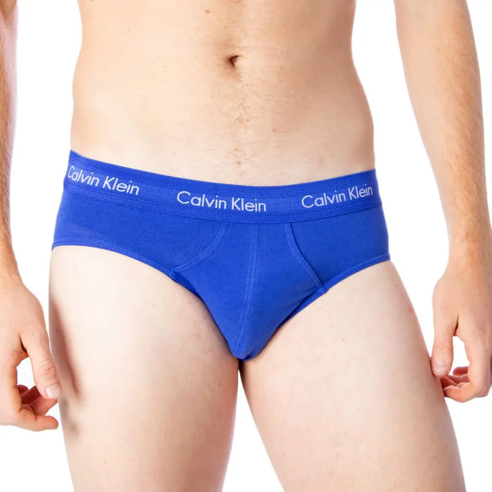 Calvin klein underwear bleu slips en coton avec logo blanc sur la ceinture
