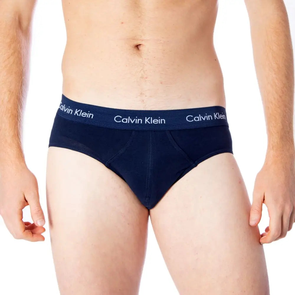 Briefs coton bleu marine calvin klein avec bande logo blanc pour sous-vêtements confortables