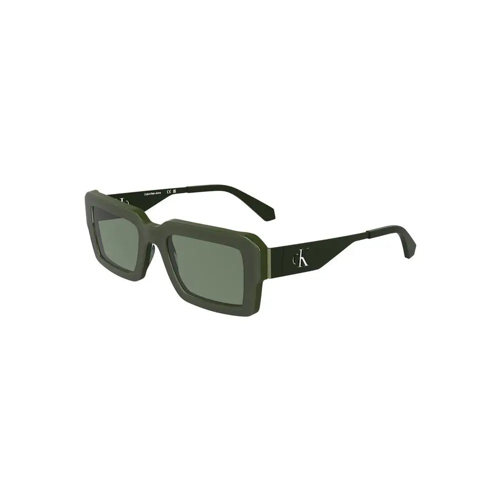 Lunettes de soleil rectangulaires calvin klein verde en acétate vert olive avec monture moderne et verres gris foncé