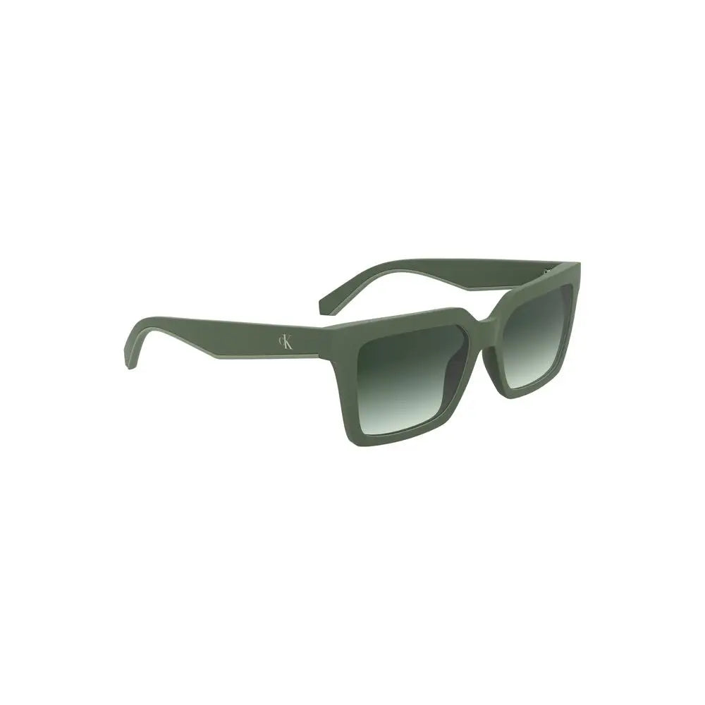 Lunettes de soleil Calvin Klein Verde Bio pour femmes avec monture carrée vert olive et verres dégradés modernes
