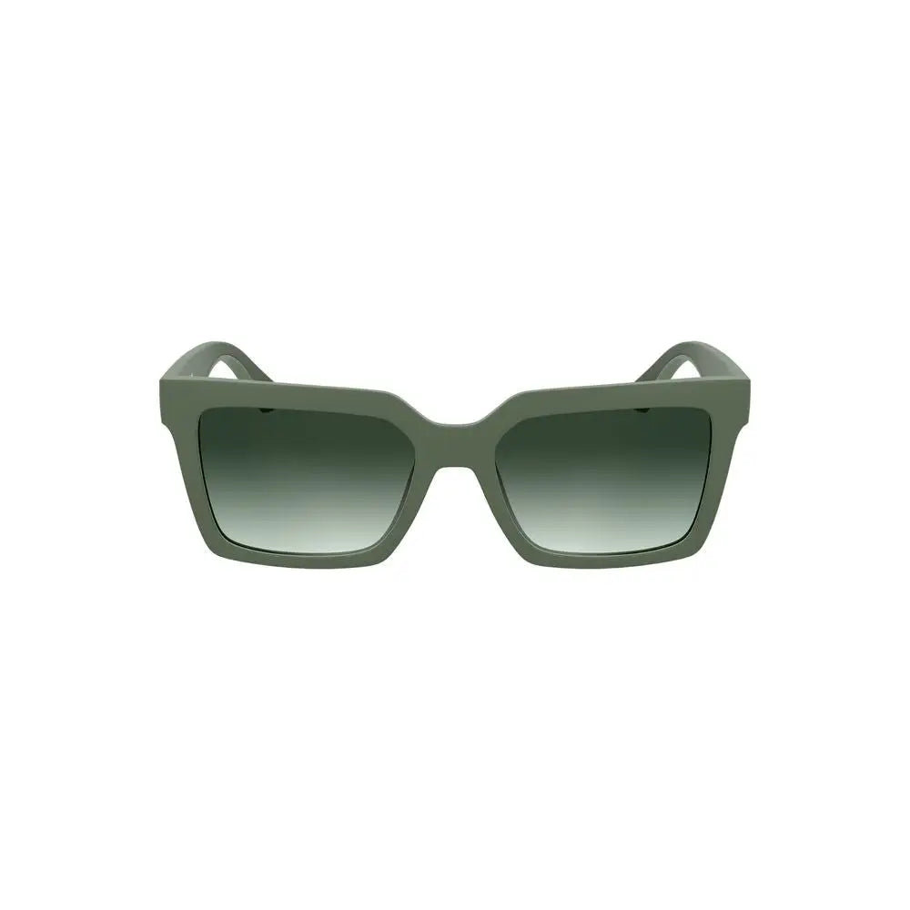 Lunettes de soleil calvin klein verde bio pour femmes avec monture carrée vert olive et verres dégradés