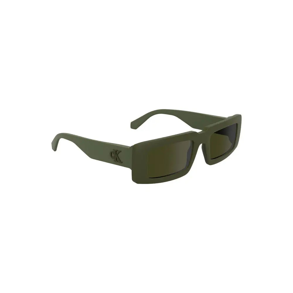 Lunettes de soleil rectangulaires calvin klein verde bio pour femme vert olive avec verres teintés foncés et monture mate