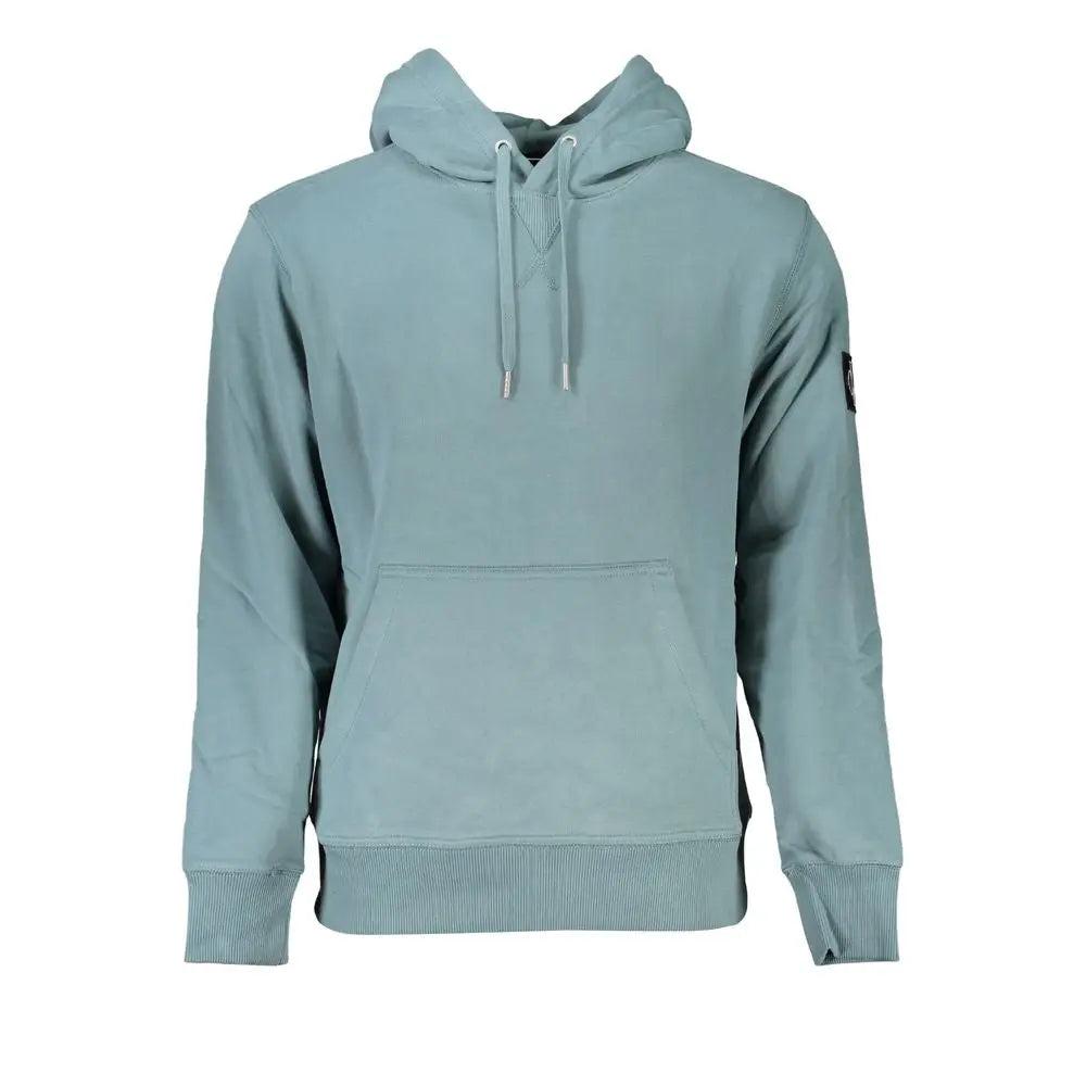 Sweat à capuche calvin klein verde en coton bleu clair avec poche avant et poignets côtelés pour homme
