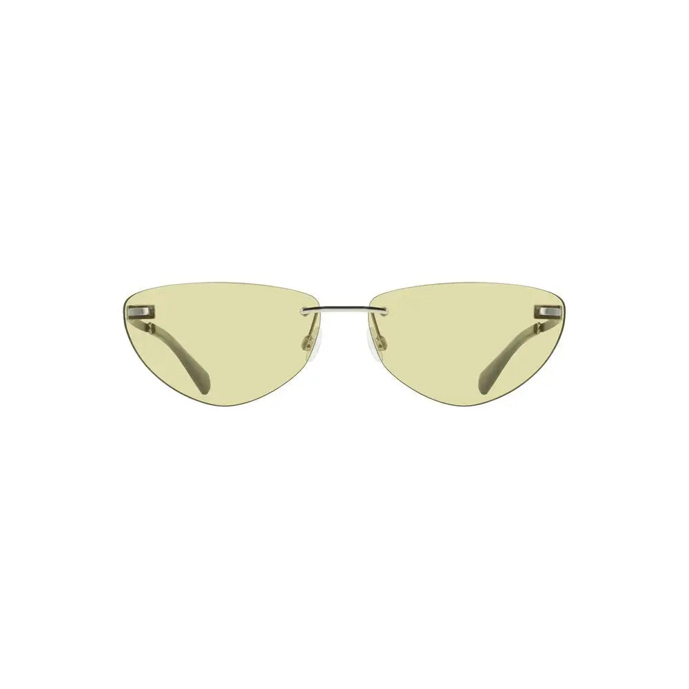 Lunettes de soleil femme calvin klein verde metallo en métal minimaliste avec verres jaunes effet cat eye