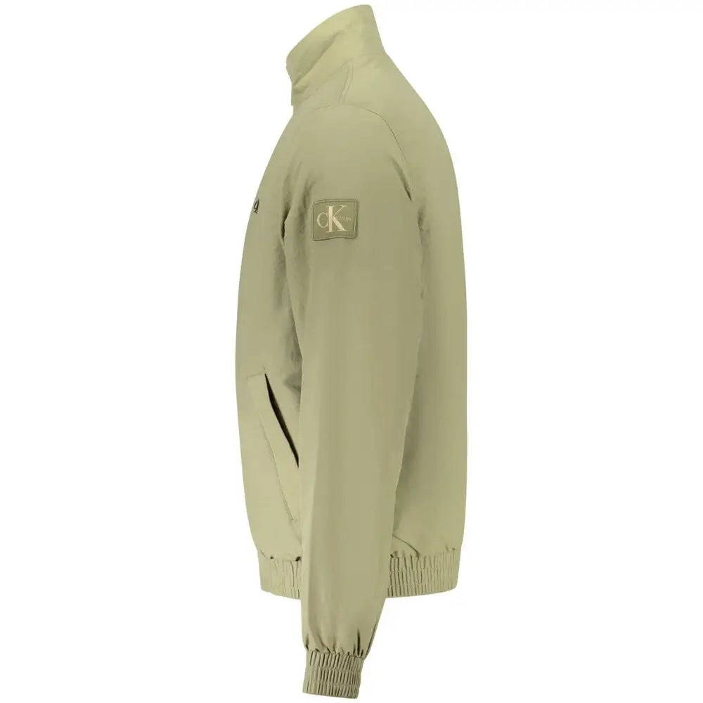 Veste calvin klein verde poliammide beige avec logo discret sur la manche et poignets côtelés hommes