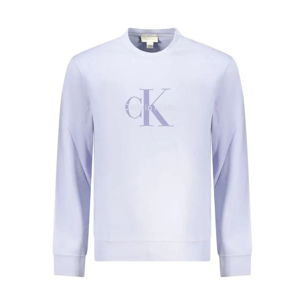 Sweatshirt calvin klein viola en coton lavande claire avec logo ck brodé sur la poitrine pour homme