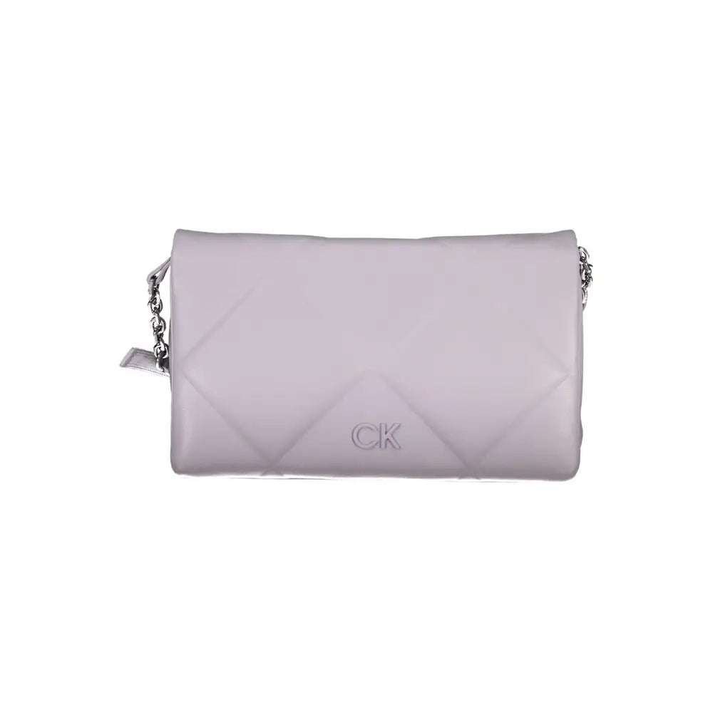 Calvin Klein viola polyester sac bandoulière pour femme lavande matelassé avec chaîne argentée et logo ck embossé
