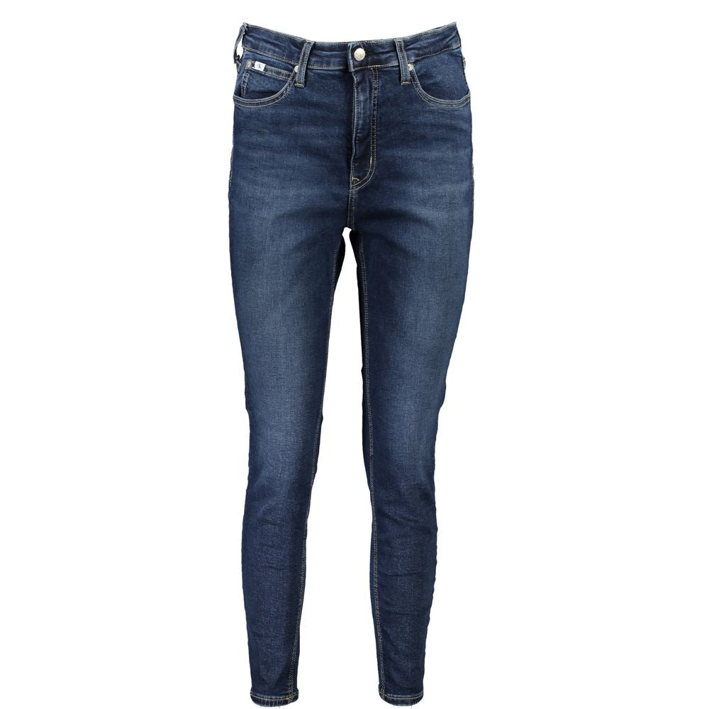 Jeans pour femmes Calvin Klein Blu en coton avec coupe classique, visible en détail sur l'image 7683661.