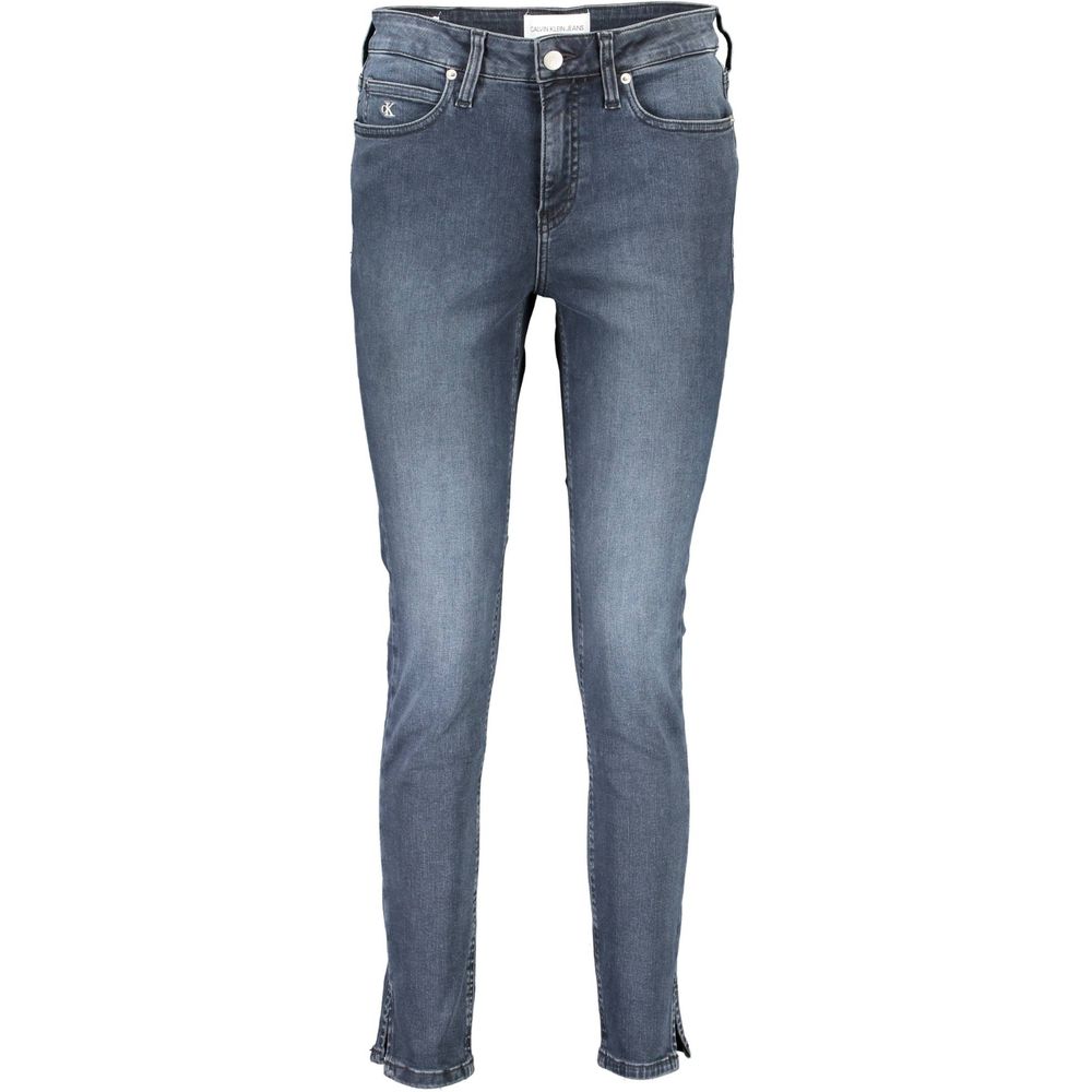 Jean skinny en coton pour femmes de la marque Calvin Klein Blu, coupe ajustée et moderne, visible dans l'image.