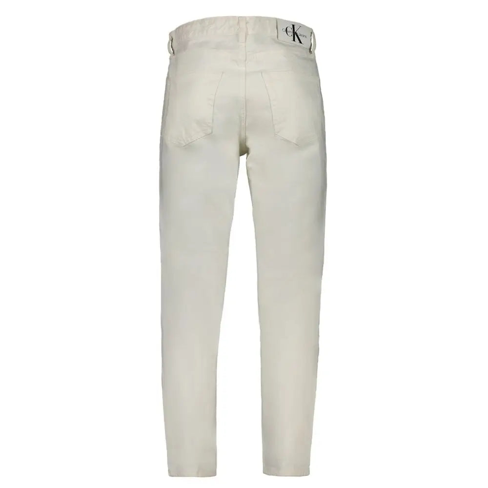 Jeans calvin klein pour homme en coton blanc crème slim fit vues de dos avec poches arrière classiques