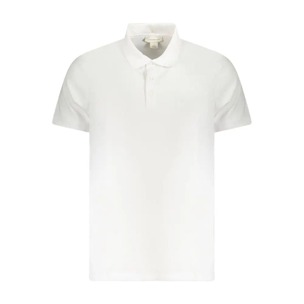 Polo homme calvin klein blanc en coton avec col classique et patte de boutonnage manches courtes