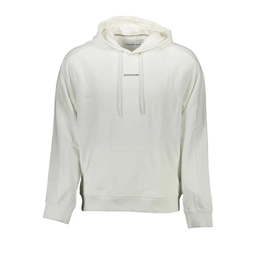 Sweat homme calvin klein blanc en coton avec capuche style jean crème et logo minimaliste sur la poitrine