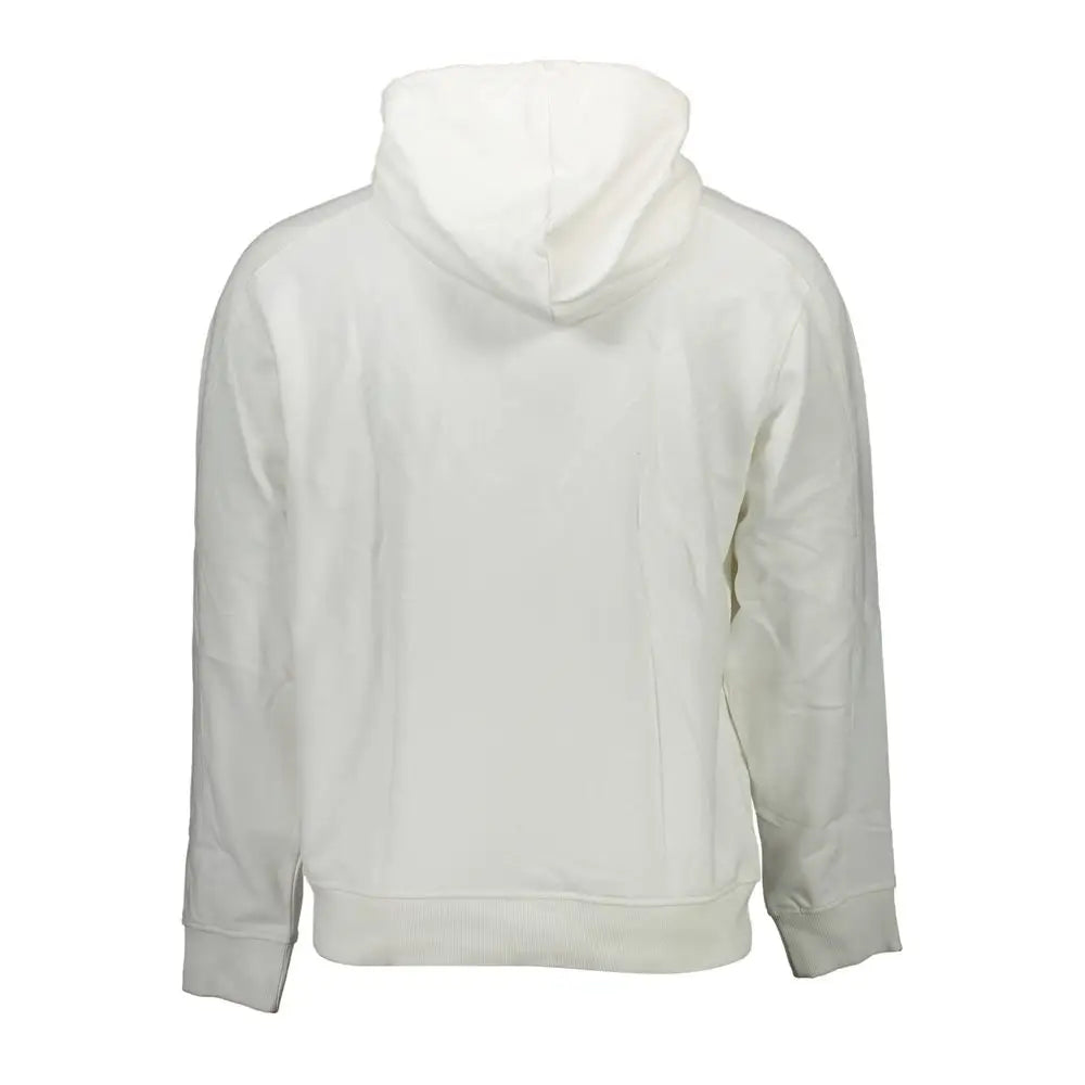 Calvin klein white cotton men sweater avec intérieur en molleton doux et poignets côtelés