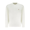 Sweatshirt blanc calvin klein en coton pour homme avec logo brodé sur la poitrine et col rond