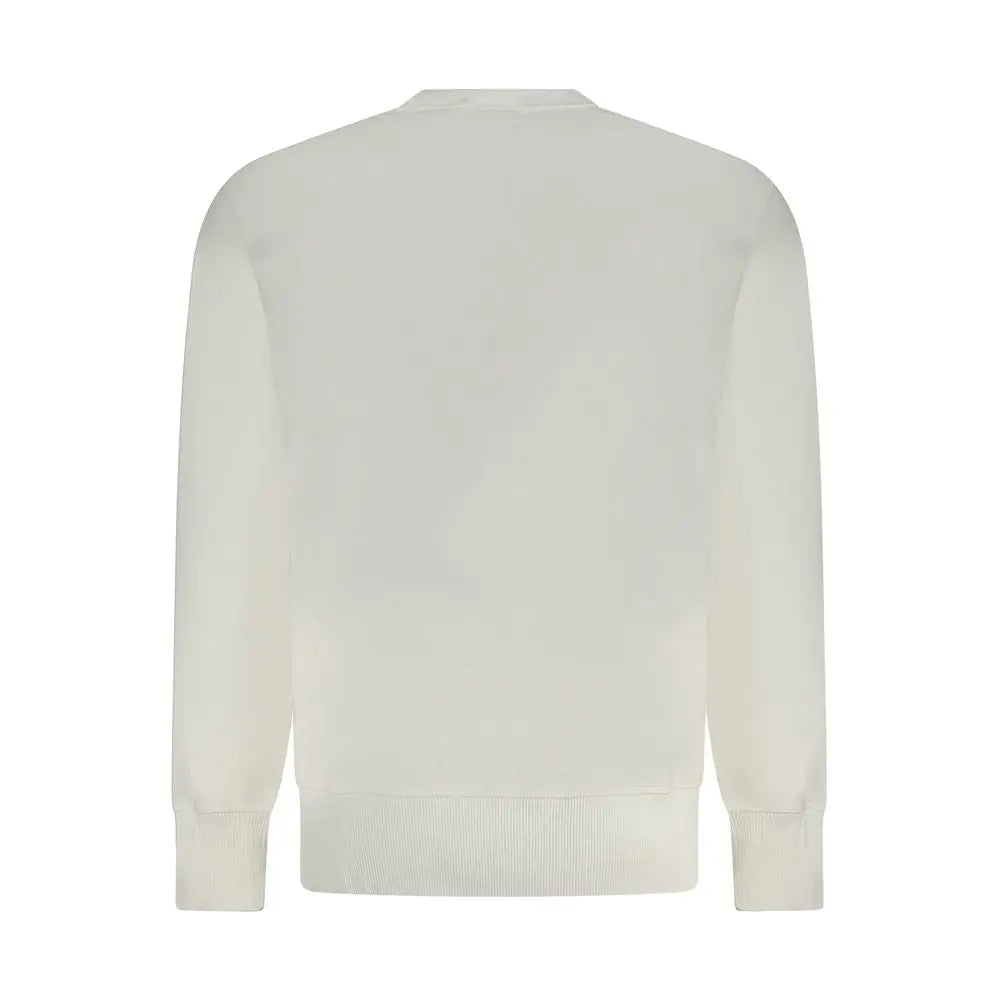 Sweatshirt calvin klein pour homme en coton blanc crème avec col rond et poignets et ourlet côtelés