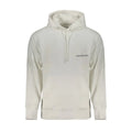 Sweat à capuche pour homme calvin klein en coton blanc avec logo noir subtil et cordons assortis