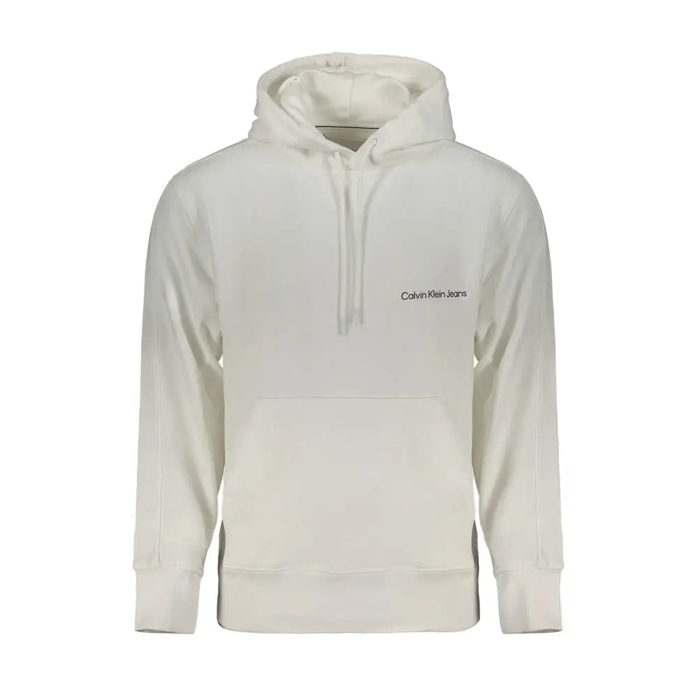 Sweat à capuche pour homme calvin klein en coton blanc avec logo noir subtil et cordons assortis