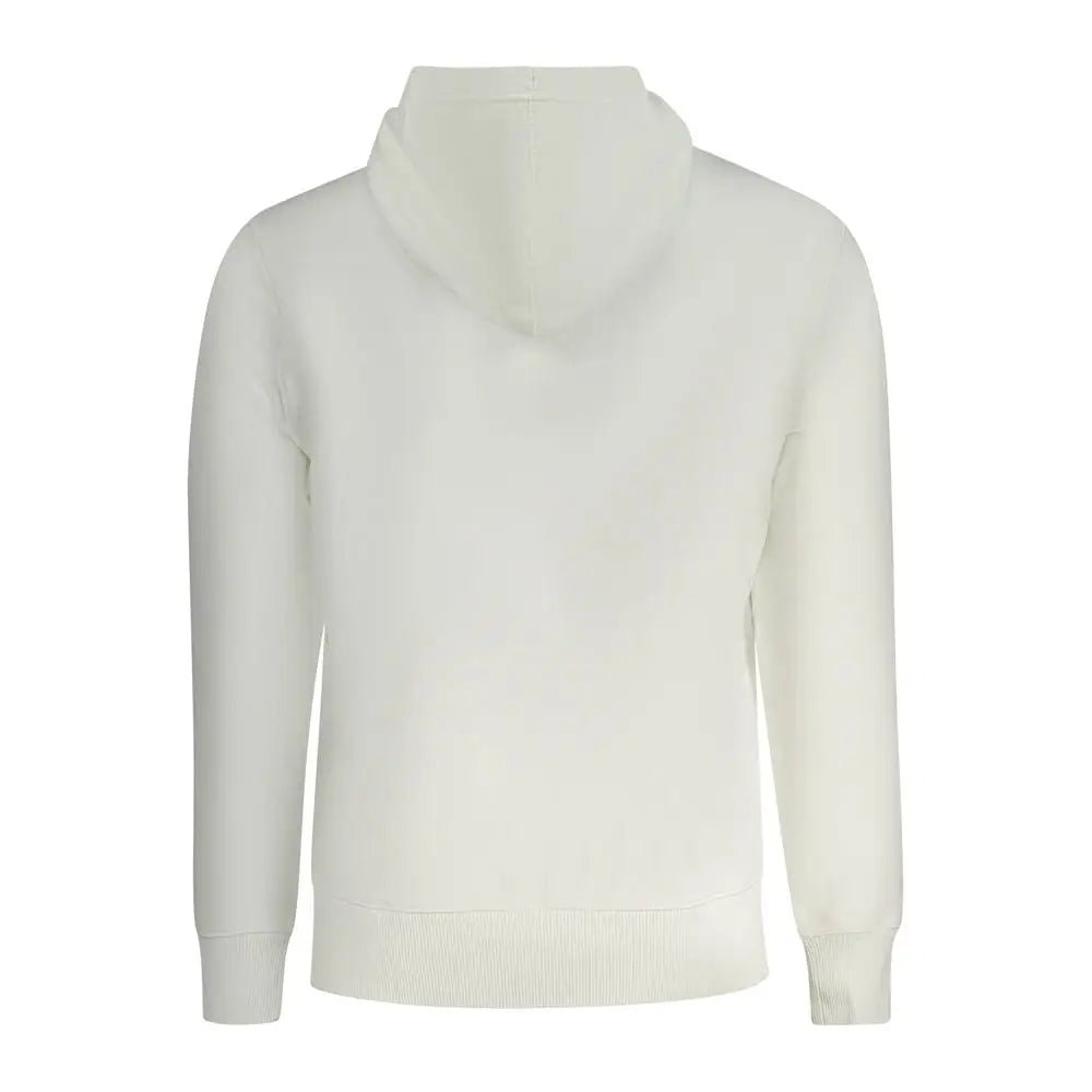Calvin klein sweat à capuche pour homme en coton blanc cassé avec ourlets et poignets côtelés doux