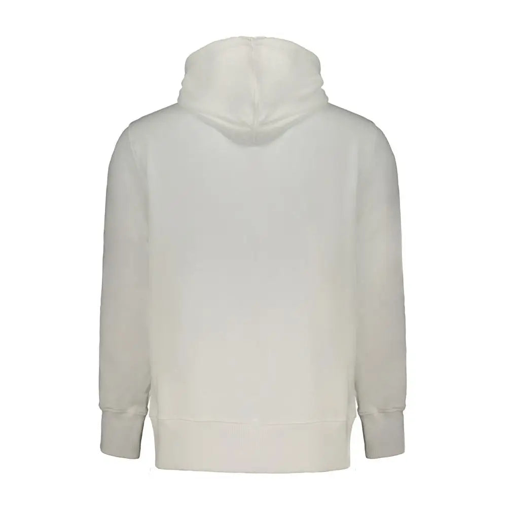 Sweat à capuche blanc cassé calvin klein pour homme en coton avec tissu doux et bordures côtelées