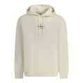 Sweat à capuche pour homme calvin klein blanc crème en coton avec logo brodé subtil sur la poitrine