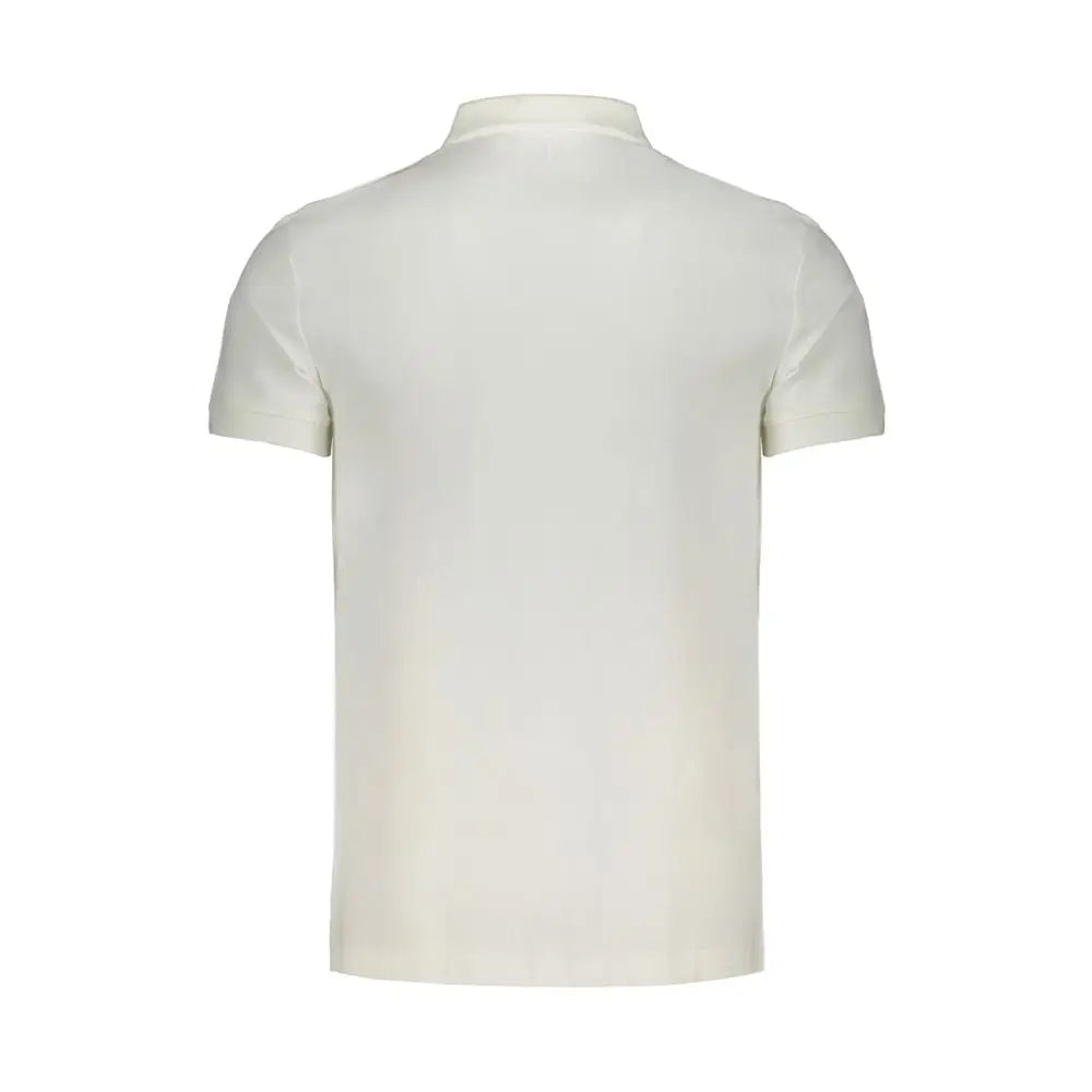 Chemise polo homme calvin klein blanche en coton avec col classique et couture soignée manches courtes crème
